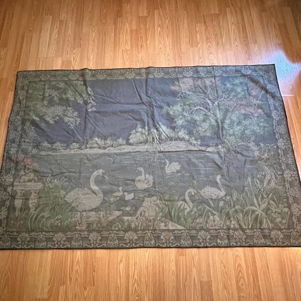 Vintage Swan Lake Large Wall Tapestry | Made In Italy | 74